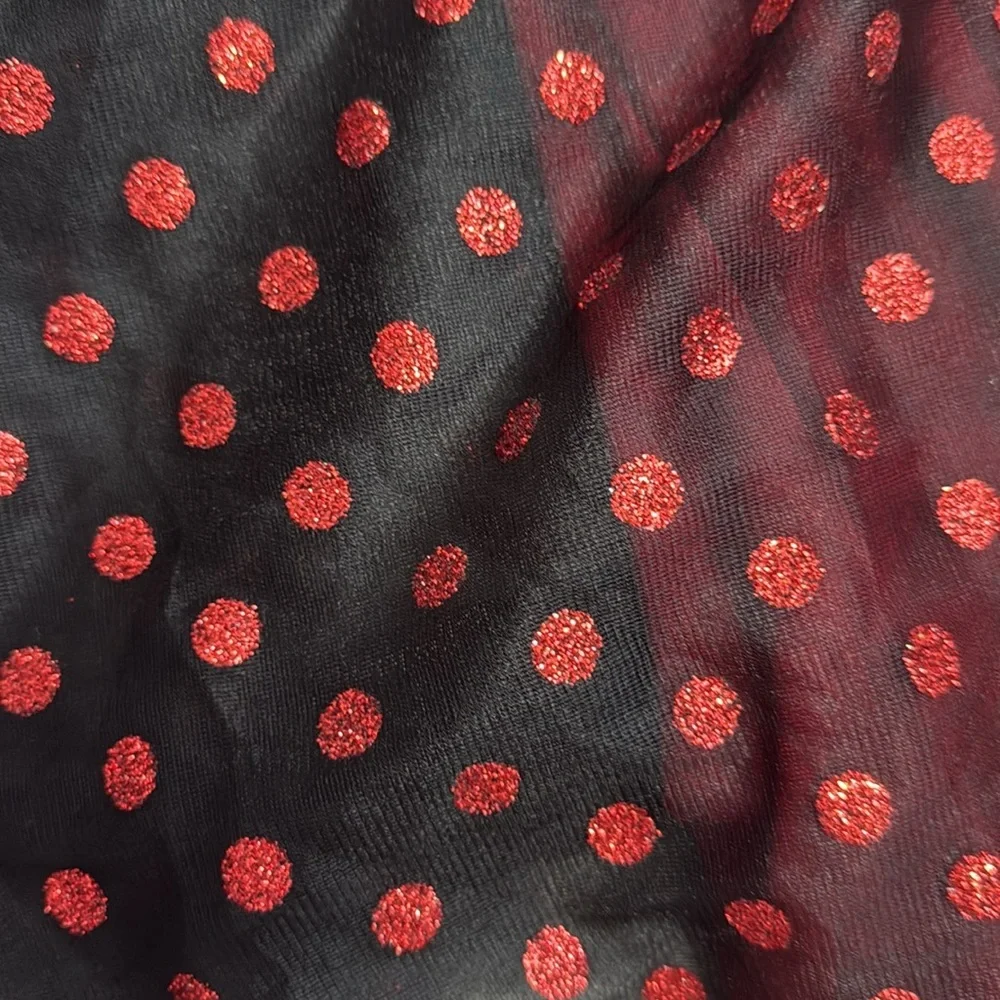 Disney Minnie Mouse red hoodie dress girls medium sparkly polka dot Disneyland